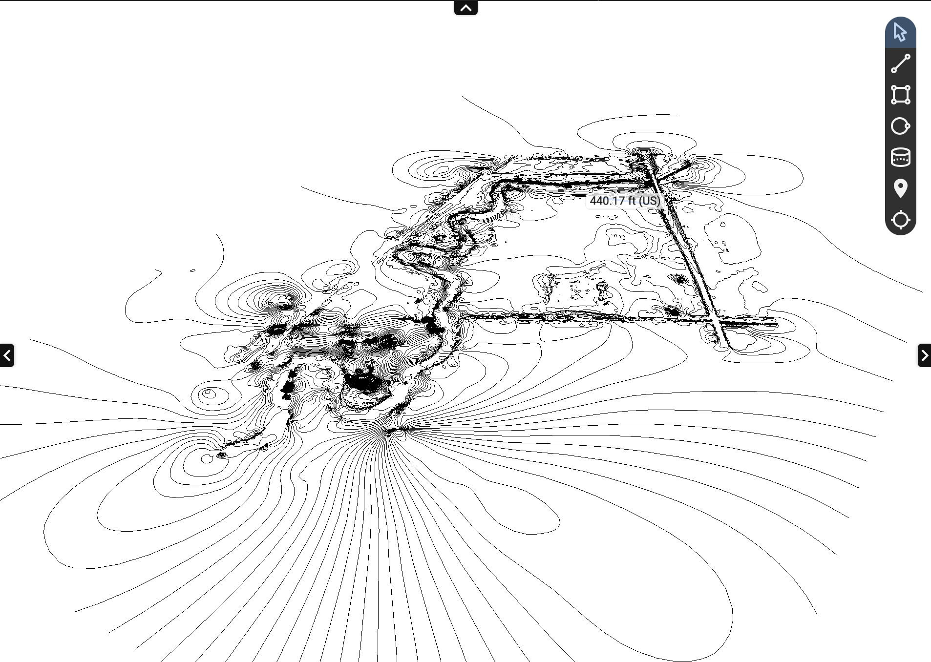 Bare-earth contour line extraction of the water line corridor