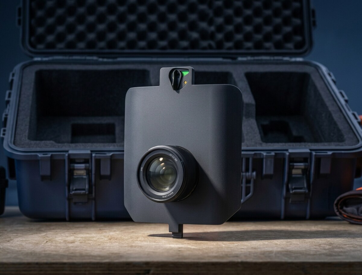 Telephoto aerial inspection camera in a rugged field case